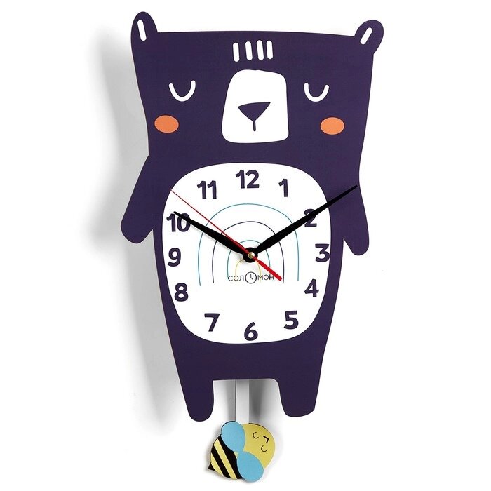 Часы настенные, серия: Детские, "Мишка", с маятником от компании Интернет-гипермаркет «MALL24» - фото 1