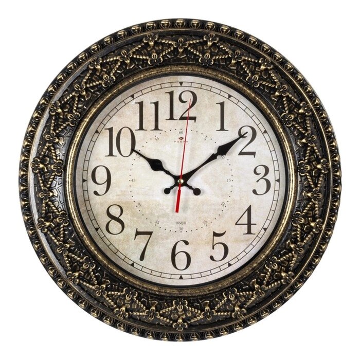 Часы настенные, серия: Классика, d-38 см, корпус черный с золотом от компании Интернет-гипермаркет «MALL24» - фото 1