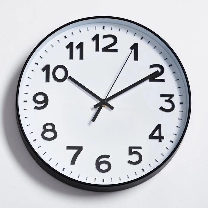 Часы настенные, серия: Классика, "Этель", d=30 см, плавный ход, 1 АА, чёрные от компании Интернет-гипермаркет «MALL24» - фото 1