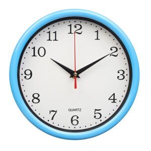 Часы настенные, серия: Классика, плавный ход, d-20 см, голубые