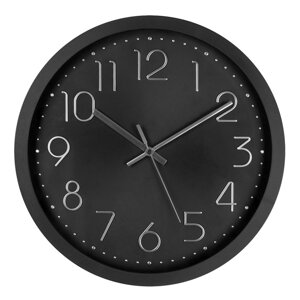 Часы настенные, серия: Классика, плавный ход, d-30.5 см, черные, цифры серебро