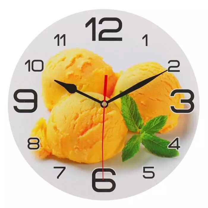 Часы настенные, серия: Кухня, "Мороженое с мятой", 24 см, стрелки микс от компании Интернет-гипермаркет «MALL24» - фото 1