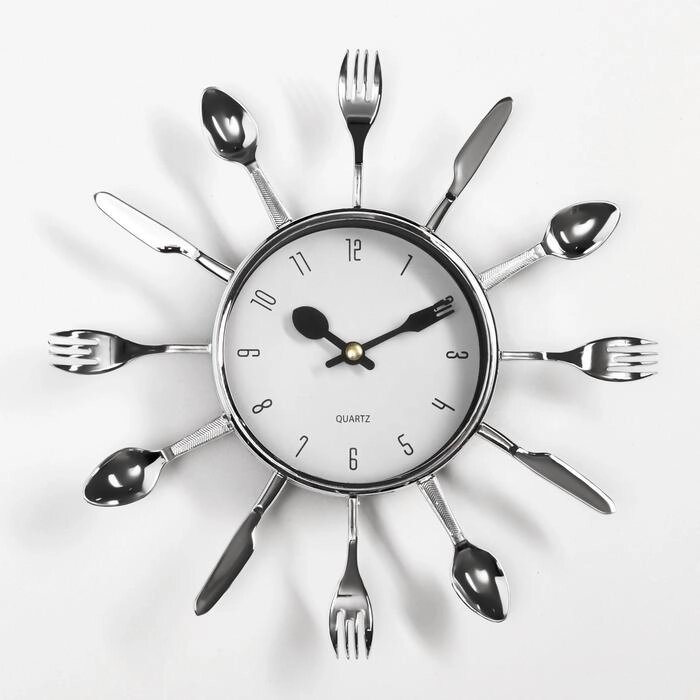 Часы настенные, серия: Кухня, "Вилки, ложки, поварешки"  d=25 см от компании Интернет-гипермаркет «MALL24» - фото 1