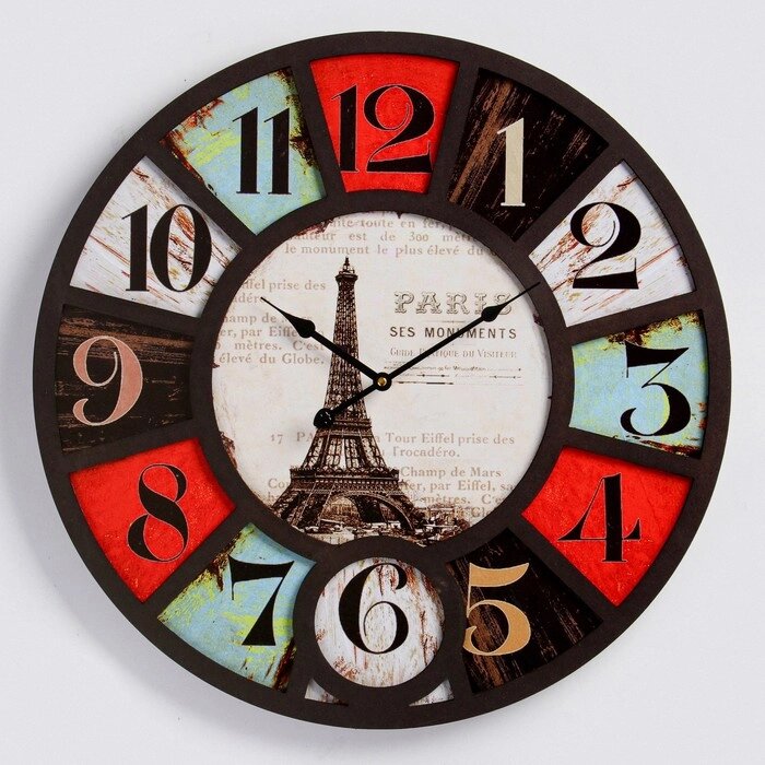 Часы настенные, серия: Лофт, "Эйфелева башня", плавный ход, d=60 см от компании Интернет-гипермаркет «MALL24» - фото 1