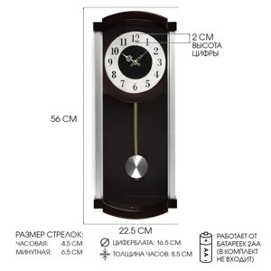 Часы настенные, серия: Маятник, 2АА, d=16.5 см, 22.5 х 56 см