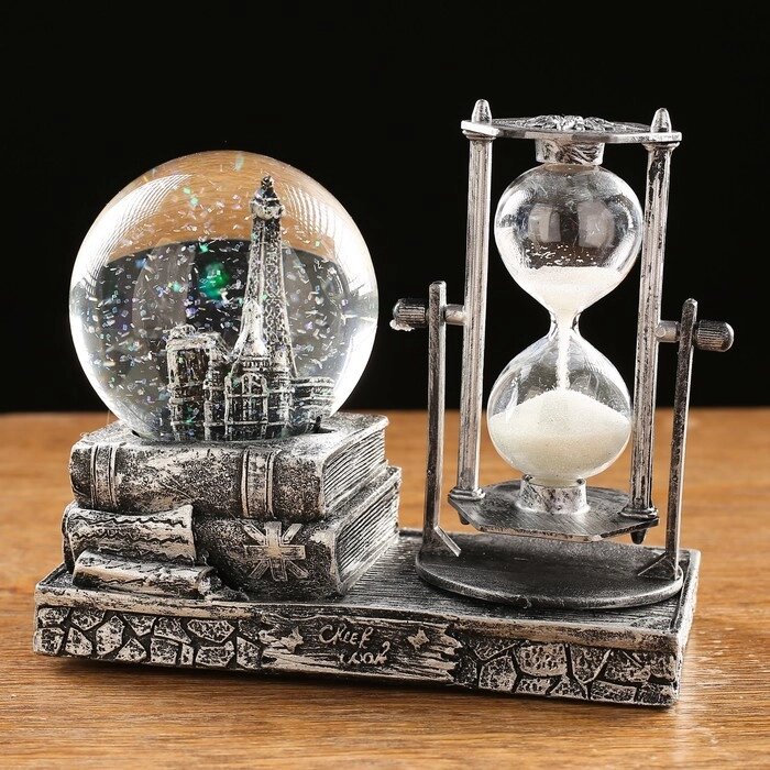 Часы песочные "Эйфелева башня" в форме шара с подсветкой, микс, 15.5х8.5х14 см от компании Интернет-гипермаркет «MALL24» - фото 1