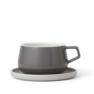 Чайная чашка с блюдцем Ella 300 мл, серый