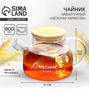 Чайник "Счастье рядом. Нежная мимоза", 800 мл