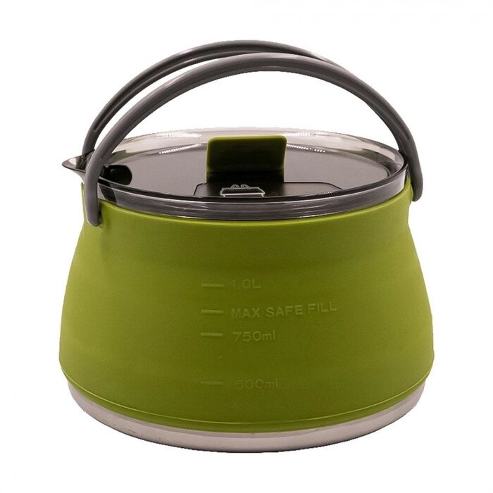 Чайник Tramp складной силиконовый 1 л, цвет оливковый от компании Интернет-гипермаркет «MALL24» - фото 1