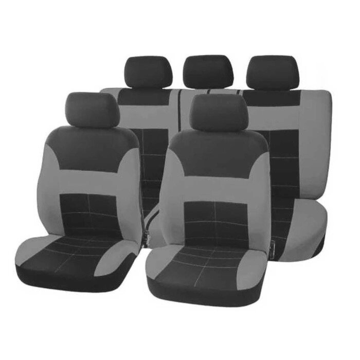 Чехлы сиденья полиэстер 9 предм. Skyway FORSAGE черный, серый от компании Интернет-гипермаркет «MALL24» - фото 1
