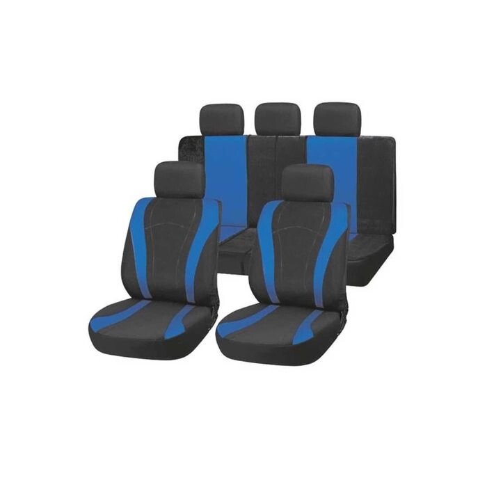Чехлы сиденья полиэстер 9 предм. Skyway FORSAGE черный, синий от компании Интернет-гипермаркет «MALL24» - фото 1