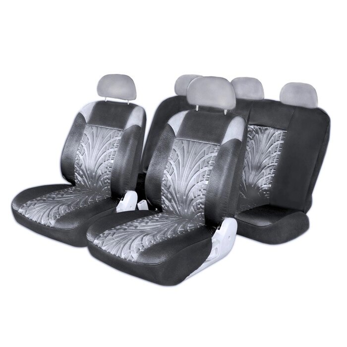 Чехлы сиденья Skyway Forward, полиэстер, 11 предметов, черно-серый от компании Интернет-гипермаркет «MALL24» - фото 1