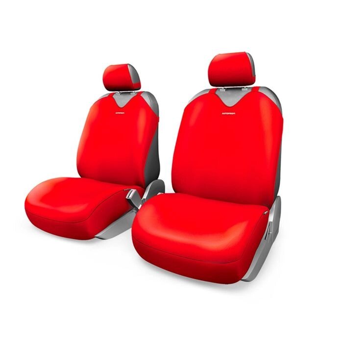 Чехол-майка AUTOPROFI R-1 SPORT PLUS R-402Pf RD, передний ряд, закрытое сиденье, полиэстер, 4 предмета, цвет красный от компании Интернет-гипермаркет «MALL24» - фото 1