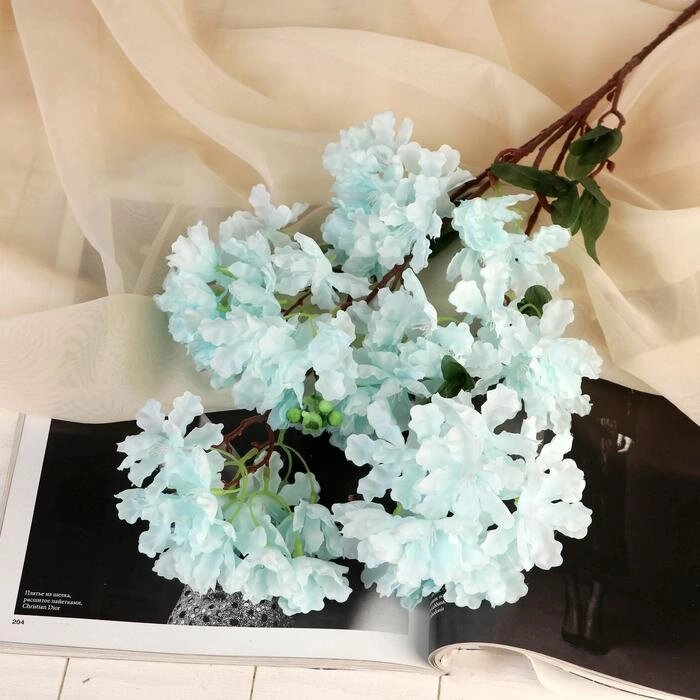 Цветы искусственные "Фиалка на ветке" 5*80 см, голубой от компании Интернет-гипермаркет «MALL24» - фото 1