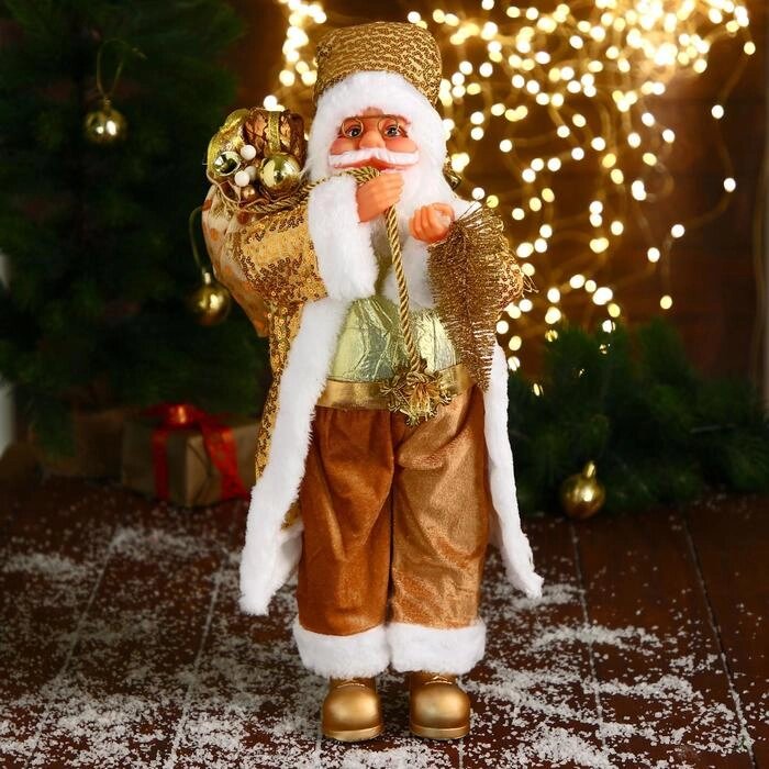 Дед Мороз "В золотом костюме, с ёлочкой и подарками" 23х45 см от компании Интернет-гипермаркет «MALL24» - фото 1
