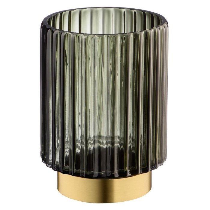 Декоративная ваза из цветного стекла с золотым напылением, 145145180 мм, цвет серый от компании Интернет-гипермаркет «MALL24» - фото 1