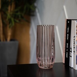 Декоративная ваза из рельефного стекла, 105105235 мм, цвет пудровый