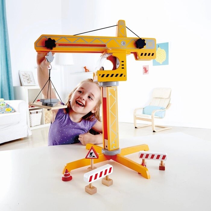 Деревянная игрушка "Большой подъёмный кран", 8 предметов от компании Интернет-гипермаркет «MALL24» - фото 1