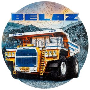 Деревянный фигурный пазл EWA "Автомобиль BELAZ", 28 28 см