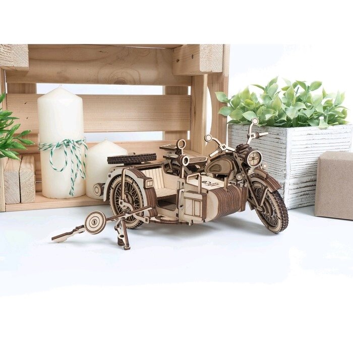 Деревянный конструктор "Мотоцикл с коляской "Уран" от компании Интернет-гипермаркет «MALL24» - фото 1