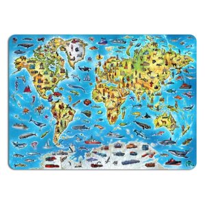 Деревянный пазл EWA "Большая карта мира", 501 деталь, 55x40 см