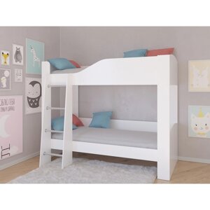 Детская двухъярусная кровать "Астра 2", без ящика, цвет белый / белый