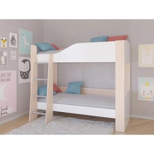Детская двухъярусная кровать "Астра 2", без ящика, цвет дуб молочный / белый