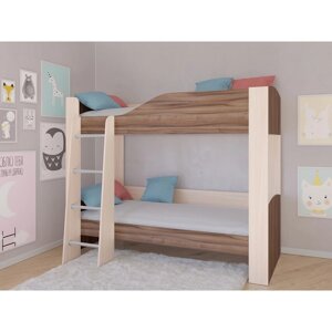 Детская двухъярусная кровать "Астра 2", без ящика, цвет дуб молочный / орех