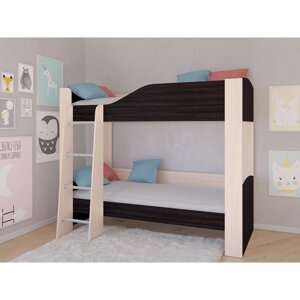 Детская двухъярусная кровать "Астра 2", без ящика, цвет дуб молочный / венге