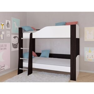 Детская двухъярусная кровать "Астра 2", без ящика, цвет венге / белый