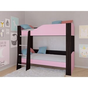 Детская двухъярусная кровать "Астра 2", без ящика, цвет венге / розовый