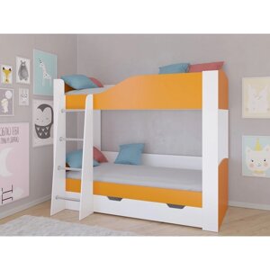 Детская двухъярусная кровать "Астра 2", цвет белый / оранжевый