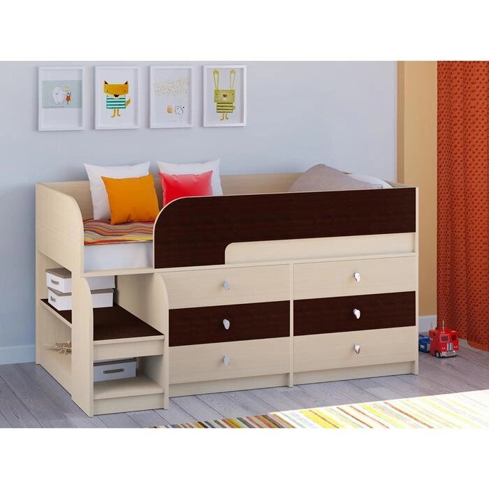 Детская кровать-чердак "Астра 9 V3", цвет дуб молочный/венге от компании Интернет-гипермаркет «MALL24» - фото 1