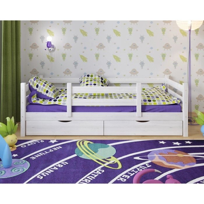 Детская кровать Сонечка с ящиками, с защитой Белый 800х1900 Без текстиля от компании Интернет-гипермаркет «MALL24» - фото 1