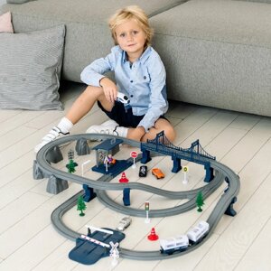 Детская железная дорога "Мой город", 103 предмета, синяя