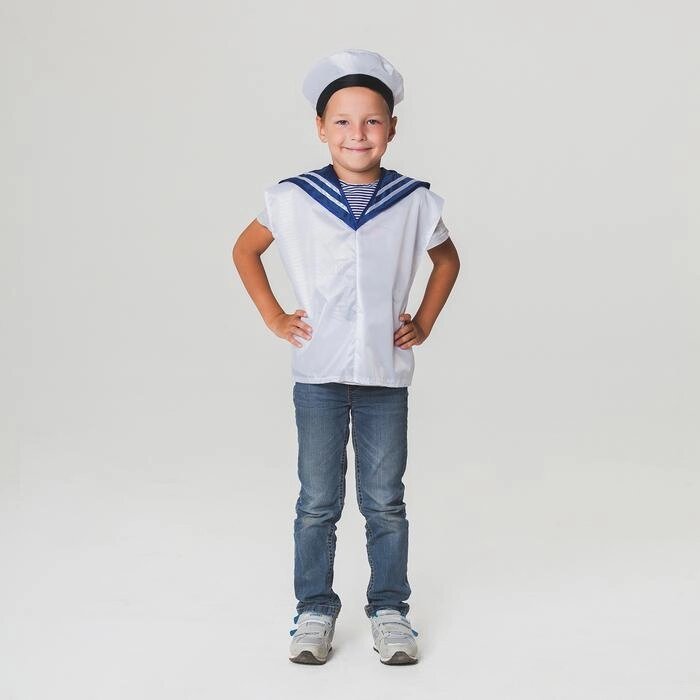 Детский карнавальный костюм "Моряк", жилет, бескозырка, 4-6 лет, рост 110-122 см от компании Интернет-гипермаркет «MALL24» - фото 1