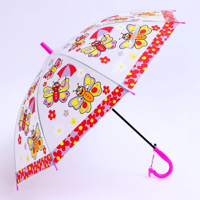 Детский зонт п/авт  "Бабочки" d=84см R42 8 спиц  65.5х8х6 см от компании Интернет-гипермаркет «MALL24» - фото 1