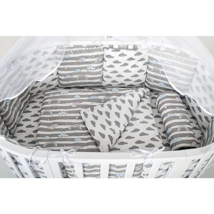 Детское постельное бельё "Радуга", цвет серый, 75125 см, 112147 см, 4060 см от компании Интернет-гипермаркет «MALL24» - фото 1