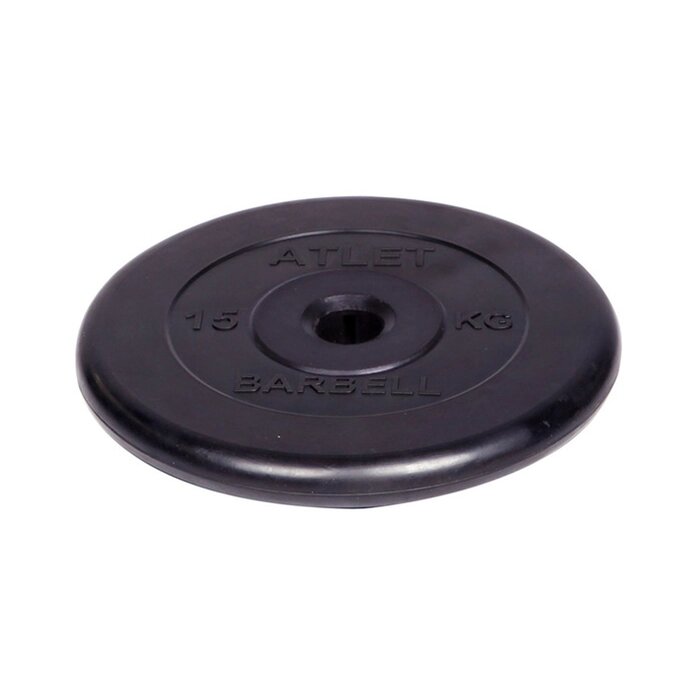 Диск обрезиненный d=31 мм, цвет чёрный, 15 кг Atlet от компании Интернет-гипермаркет «MALL24» - фото 1