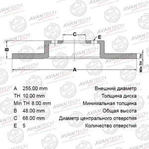 Диск тормозной avantech FR audi A6, all 97-05