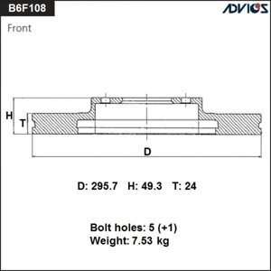 Диск тормозной пер. advics (F) infiniti V35(01-07), nissan skyline V35(01-07), TEANA J31(03-08) 765891