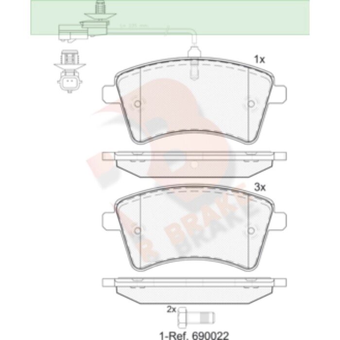 Дисковые тормозные колодки R BRAKE RB1854-203 от компании Интернет-гипермаркет «MALL24» - фото 1