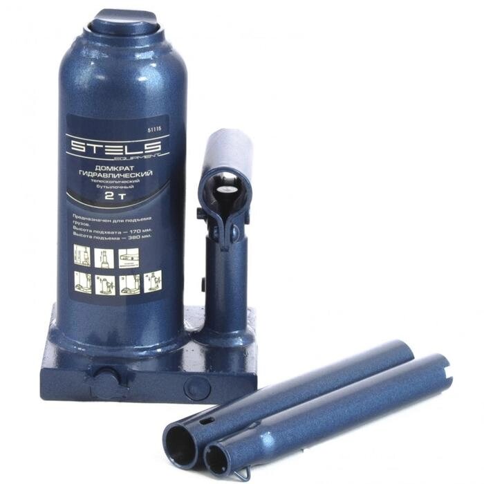 Домкрат гидравлический бутылочный Stels 51115, телескопический, подъем 170–380 мм, 2 т от компании Интернет-гипермаркет «MALL24» - фото 1