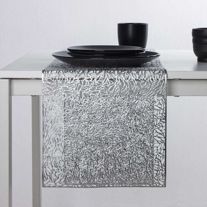Дорожка на стол Доляна "Манифик", 30150 см, цвет серебро от компании Интернет-гипермаркет «MALL24» - фото 1
