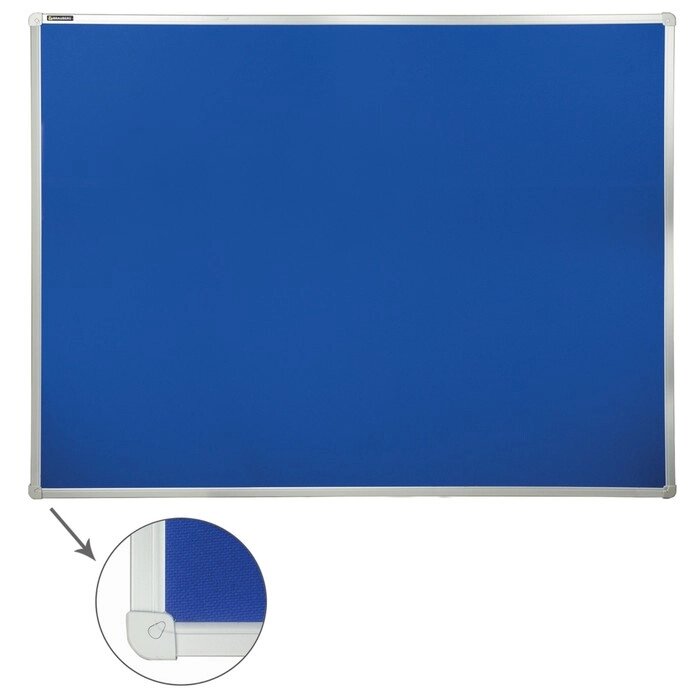 Доска c текстильным покрытием для объявлений 90 х 120 см, синяя, гарантия 10 лет от компании Интернет-гипермаркет «MALL24» - фото 1