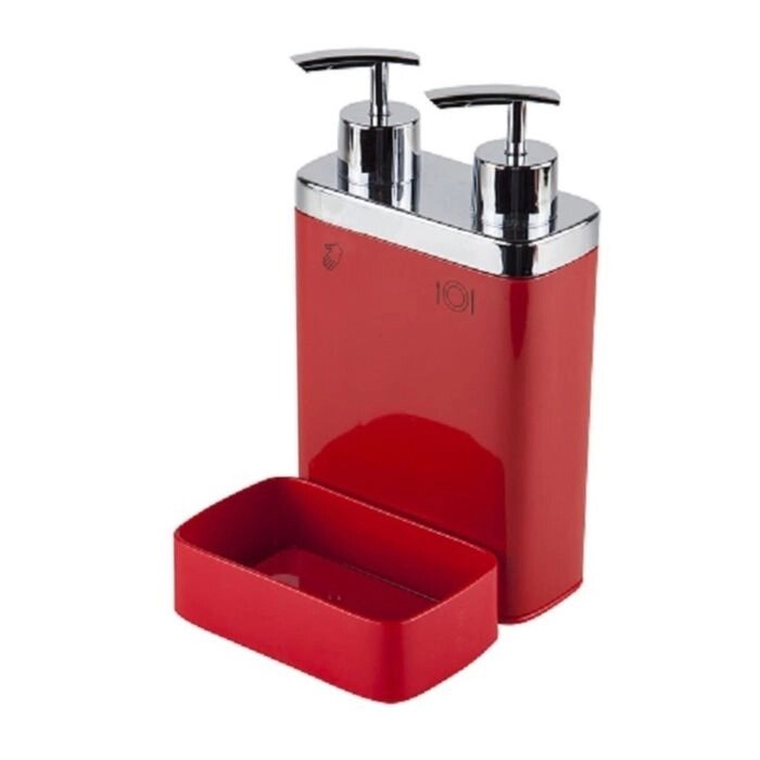Дозатор для жидкого мыла с секцией для губки Viva, цвет красный от компании Интернет-гипермаркет «MALL24» - фото 1