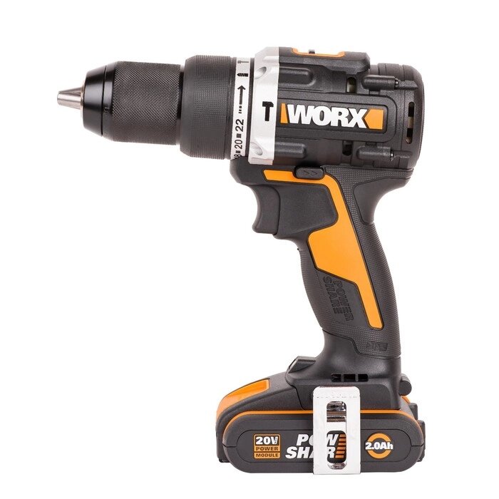 Дрель-шуруповерт ударная аккумуляторная WORX WX352, 20 В, 60 Нм, 2x2 Ач, кейс от компании Интернет-гипермаркет «MALL24» - фото 1