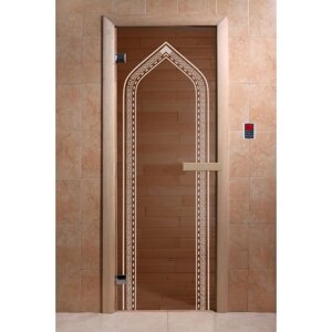 Дверь "Арка", размер коробки 190 70 см, 6 мм, 2 петли, левая, цвет бронза