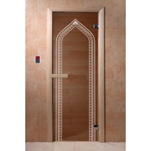 Дверь "Арка", размер коробки 190 70 см, 6 мм, 2 петли, правая, цвет бронза