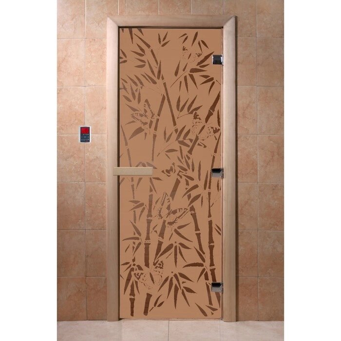 Дверь "Бамбук и бабочки", размер коробки 190  70 см, левая, цвет матовая бронза от компании Интернет-гипермаркет «MALL24» - фото 1